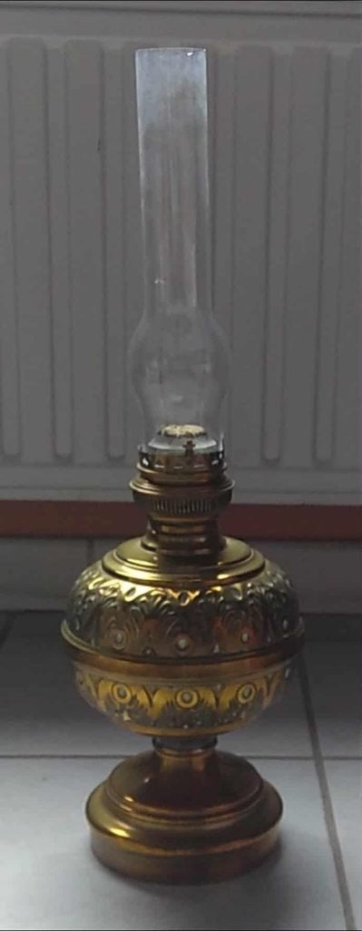 Antieke koperen olielamp, Ophalen of Verzenden