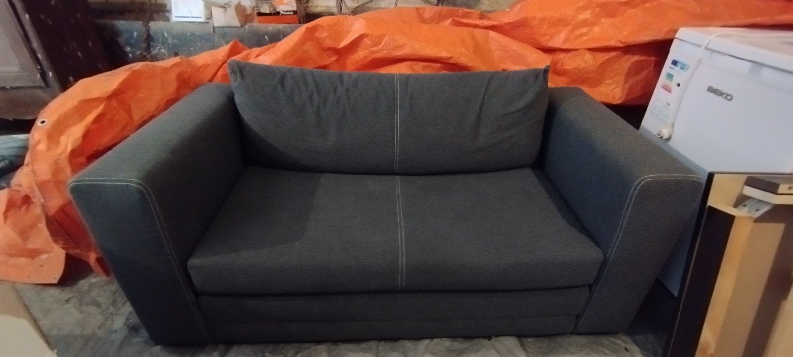 canapé lit gris Ikea askeby très bon état, Gris, 140 cm, Enlèvement, Utilisé