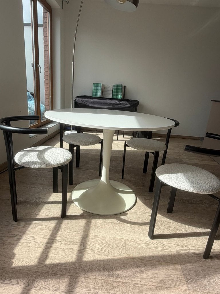 Table ronde blanche IKEA/Table ronde blanche IKEA, Maison & Meubles, 50 – 75, Rond, 100 à 150 cm, Enlèvement