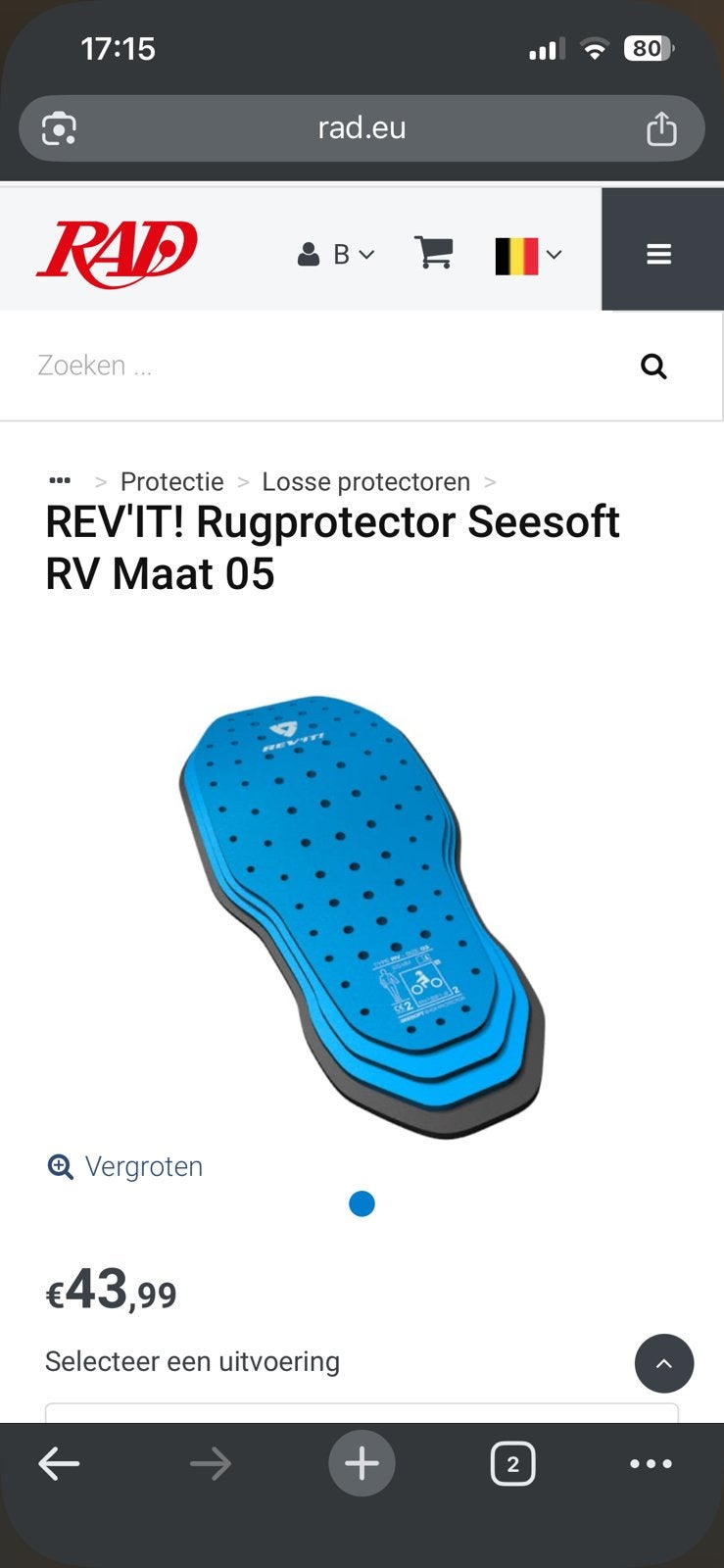 REV'IT! Rugprotector Seesoft RV Maat 05, Motoren, Ophalen of Verzenden, Nieuw met kaartje, Heren, Overige typen