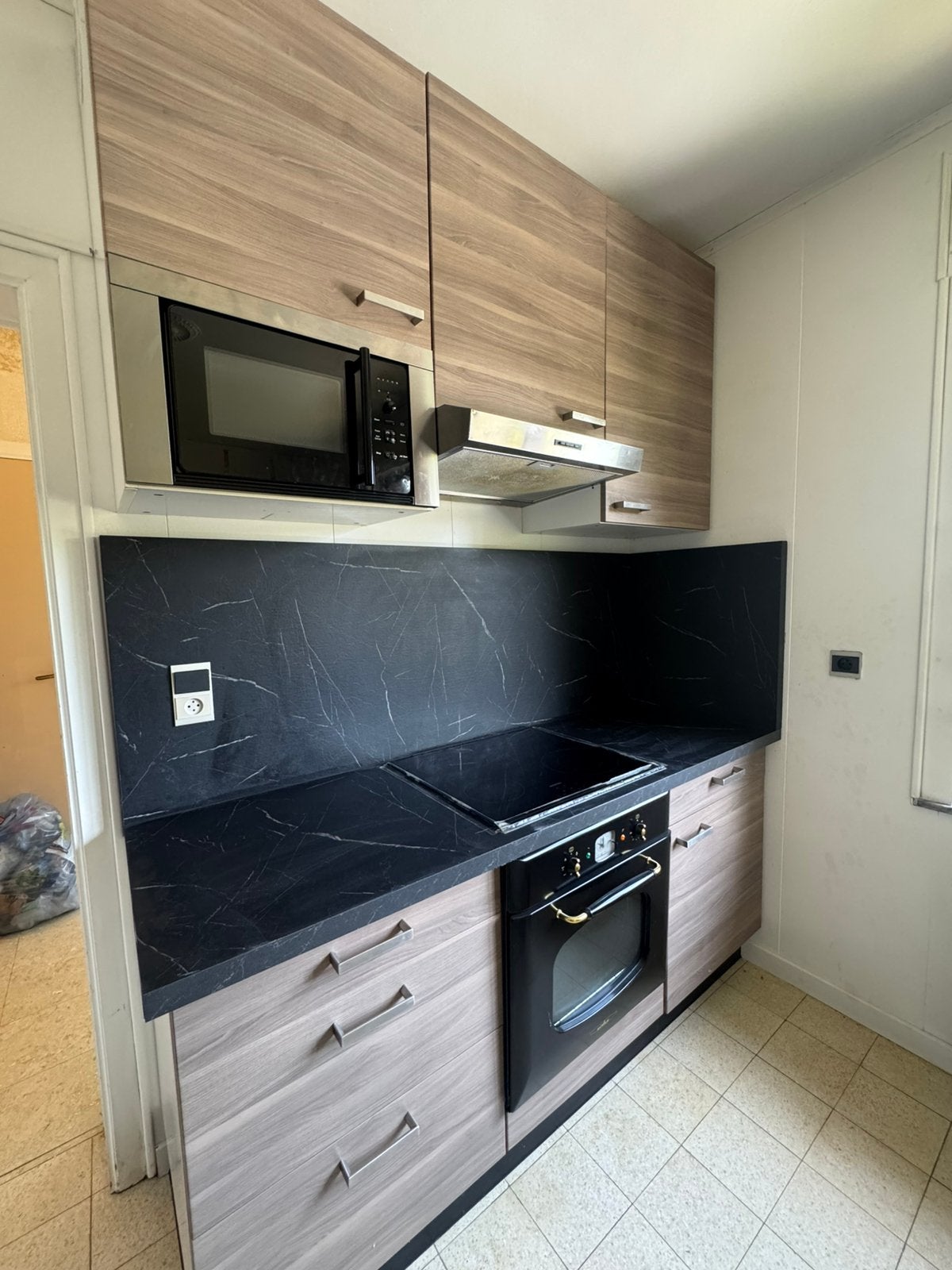 Cuisine equipée complète, Bois, Brun, Enlèvement, Cuisine à mur double