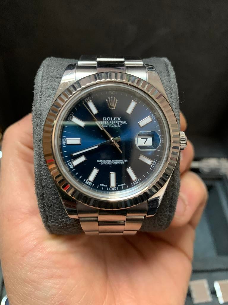 Rolex Datejust 41 — Ref. 116334 witgoud — fullset — 2012, Ophalen, Staal, Gebruikt, Polshorloge