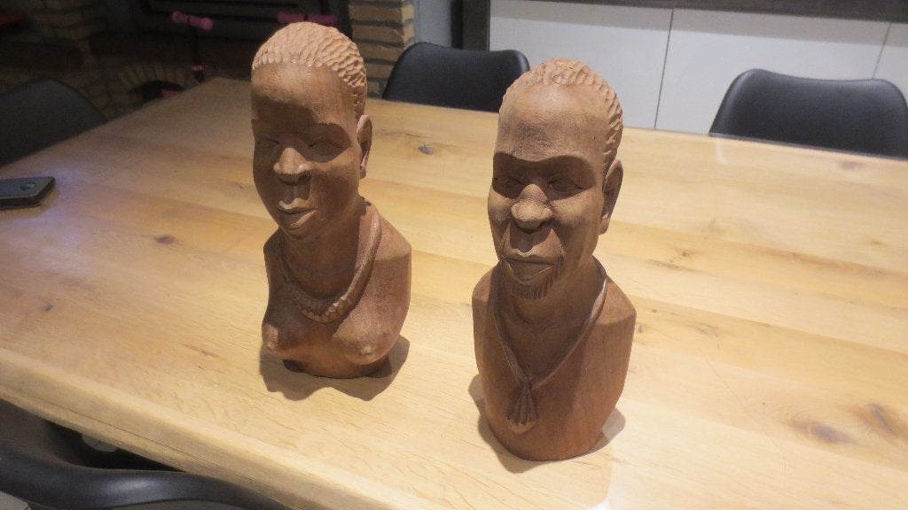 2 houten afrikaanse beelden, Antiek en Kunst, Ophalen of Verzenden