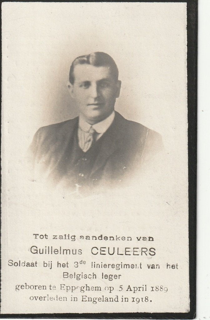 Oorlogsslachtoffer 1914-18 Guillelmus Ceuleers -Engeland, Verzamelen, Bidprentjes en Rouwkaarten, Verzenden