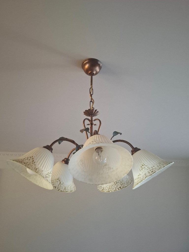 Rustieke hanglamp metaal bronskleur, Huis en Inrichting, Ophalen, Metaal