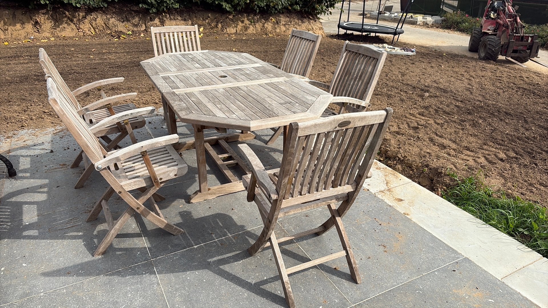 Tuintafel met 6 stoelen, Enlèvement, Comme neuf, Chaise
