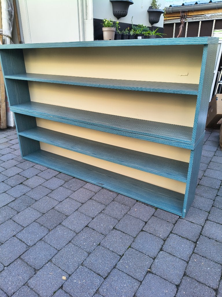 boekenkasten / schoenenrekken (160 cm) – Blauw houtnerf, Ophalen of Verzenden, Gebruikt