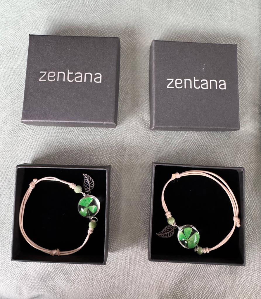 2 Zentana geluksarmband klavertje vier, Ophalen, Nieuw, Groen