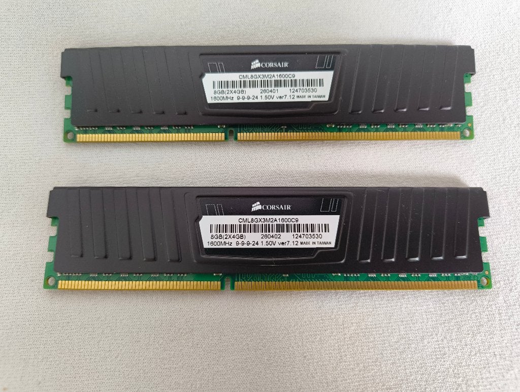 2x4GB Corsair Vengeance Low Profile (LP) DDR3 RAM, Informatique & Logiciels, Mémoire RAM, 8 GB, DDR3, Enlèvement, Utilisé