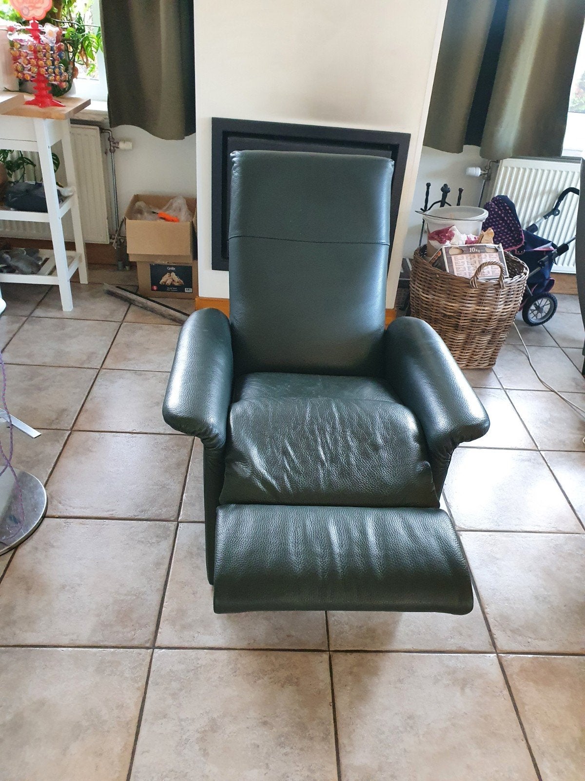 Lederen zetel, Huis en Inrichting, Fauteuils, Ophalen, Zo goed als nieuw, Leer