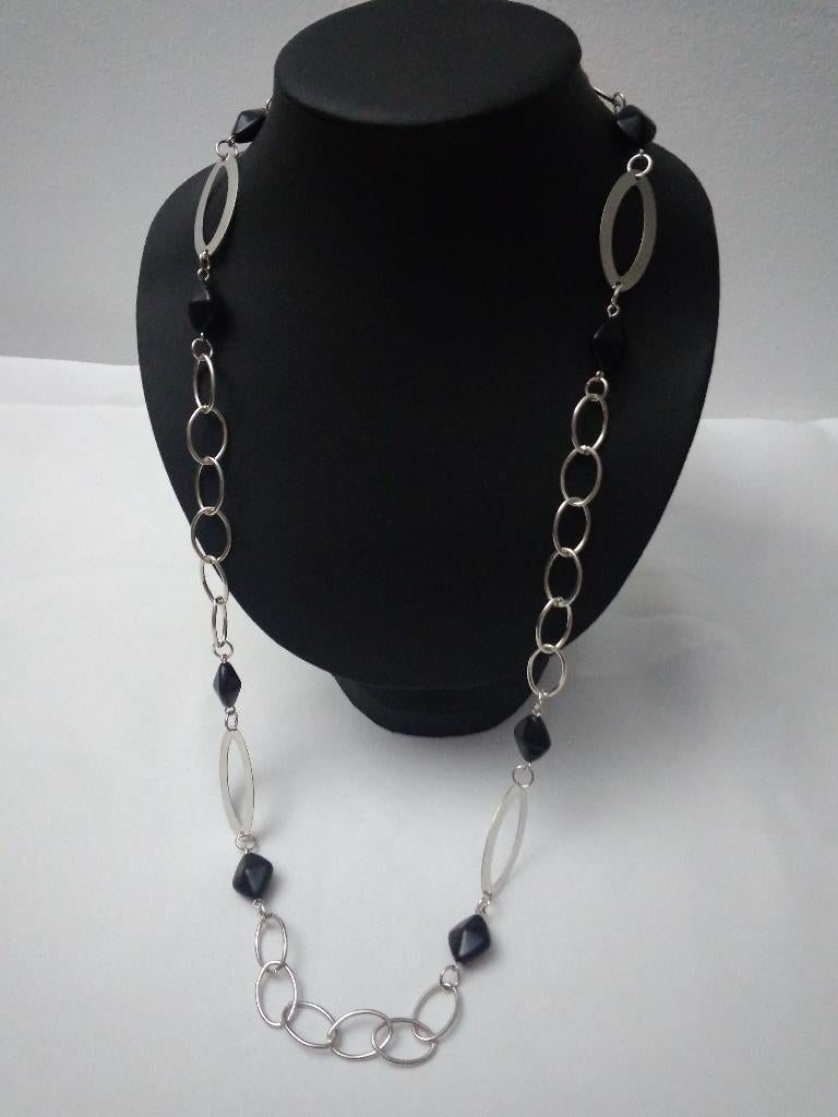 Collier Art-Déco vintage en argent LBVYR, Bijoux, Sacs & Beauté, Colliers, Neuf, Enlèvement ou Envoi, Autres matériaux, Avec pendentif