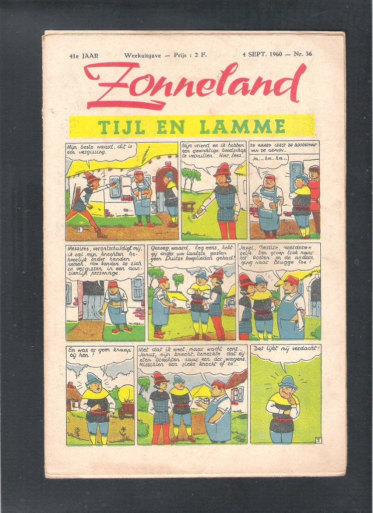 ZONNELAND 4 Sept. 1960 Nr. 36  -  TIJL  EN  LAMME, Enlèvement ou Envoi, Utilisé