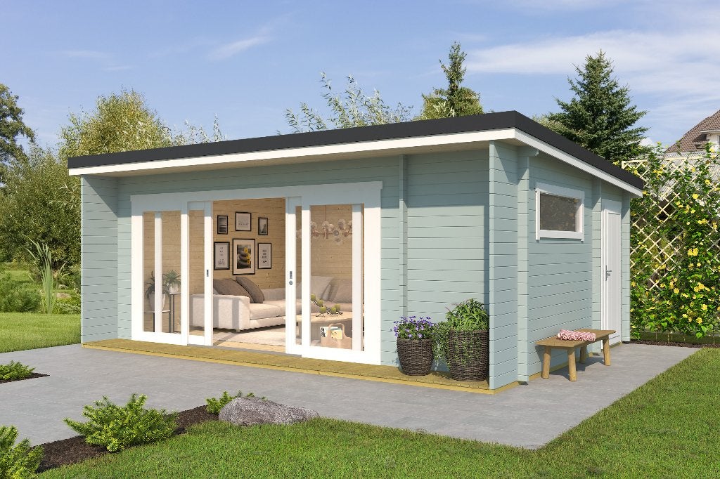 Nieuw modern houten blokhut 44mm: Java., Hobby en Vrije tijd, Overige Hobby en Vrije tijd, Verzenden, Nieuw