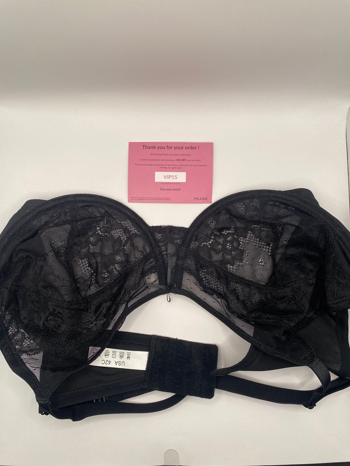 Zwarte kanten BH - HILAINI - Maat 42C, Kleding | Dames, Ondergoed en Lingerie, Ophalen of Verzenden, Zwart, BH