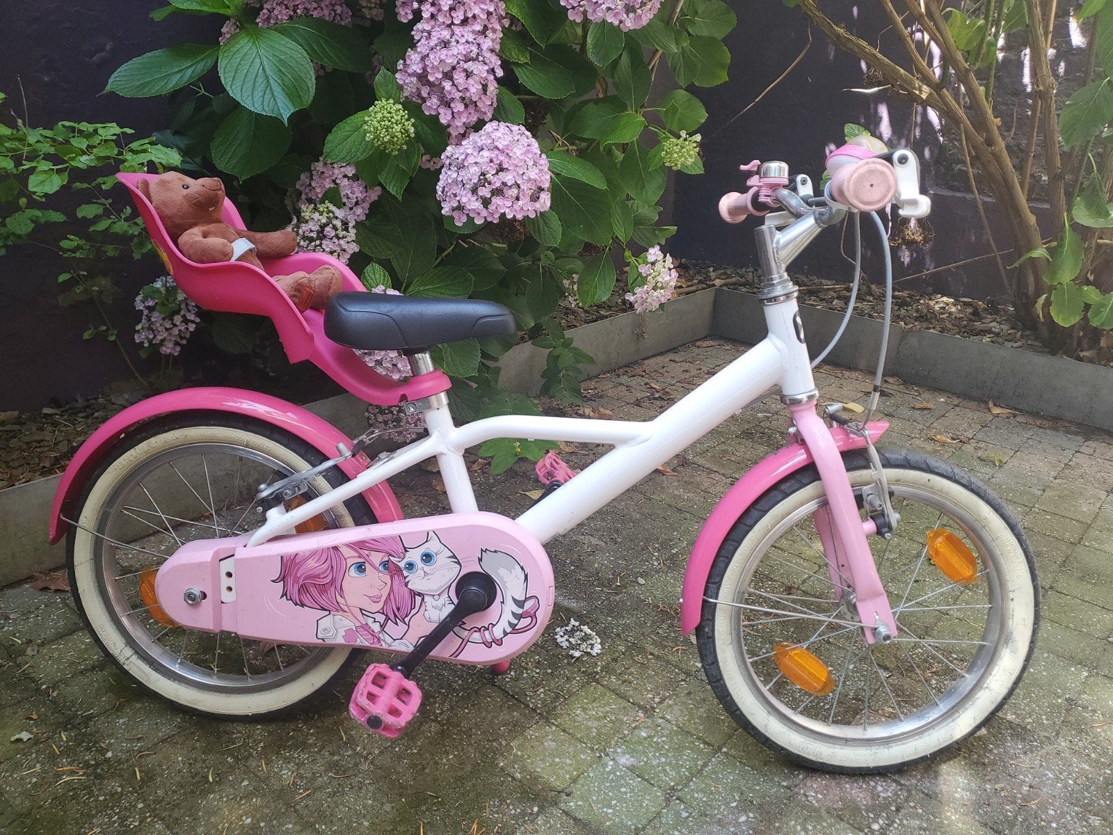 Velo rose 16 pouces avec accessoires, B-Twin Decathlon, Frein sur jante, Enlèvement, Utilisé
