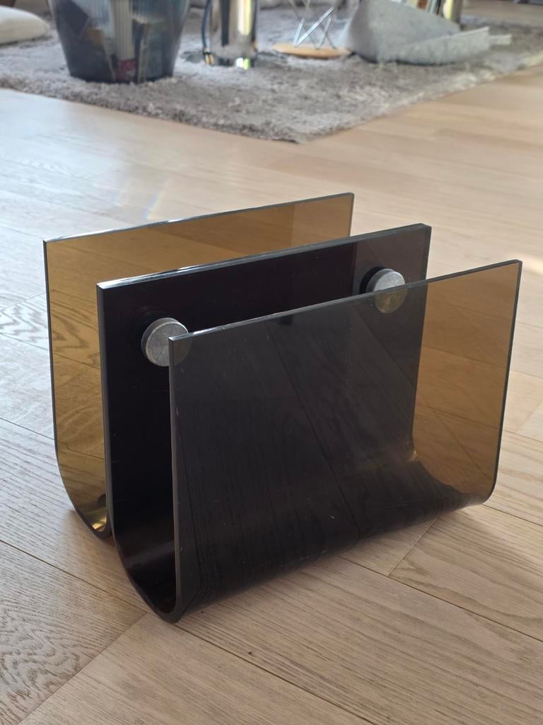 Porte revue moderniste en acrylique fumé et métal, Maison & Meubles, Enlèvement ou Envoi