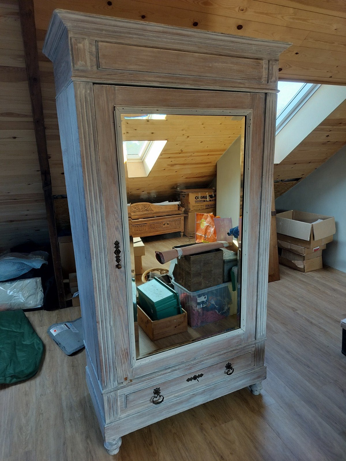 kleerkast of halkast met grote spiegel en lade, Huis en Inrichting, Kasten | Kleerkasten, Ophalen