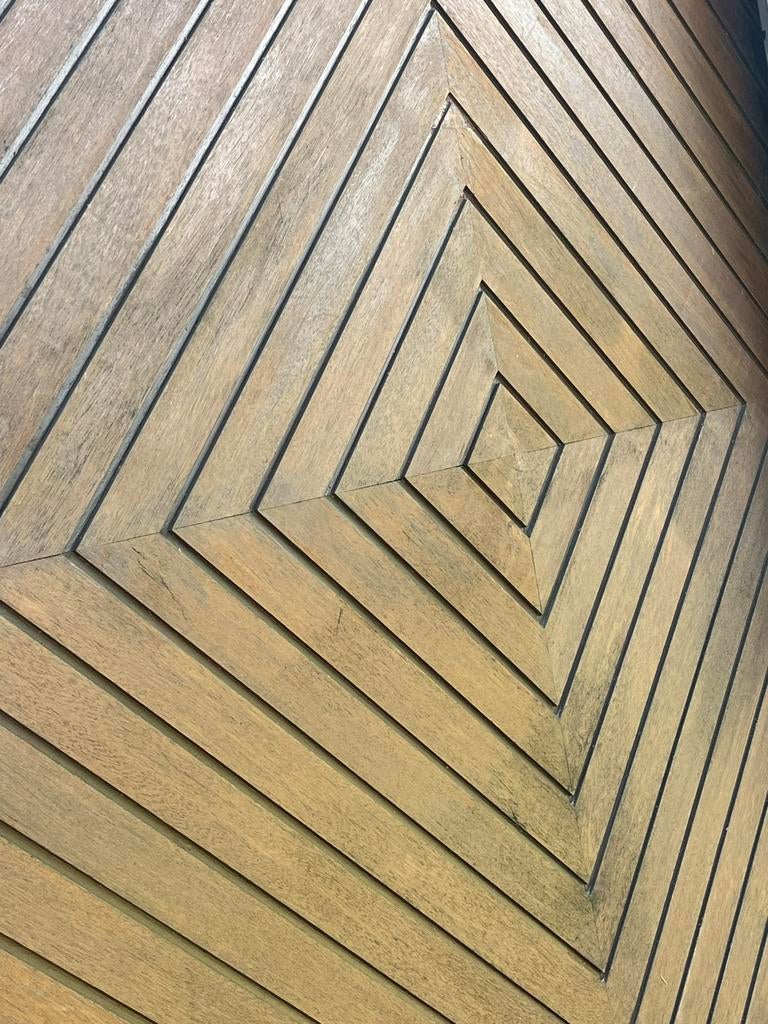 2 identieke garagepoorten , in afselia , enkel poortbladen, Doe-het-zelf en Bouw, Overige Doe-Het-Zelf en Bouw, Zo goed als nieuw