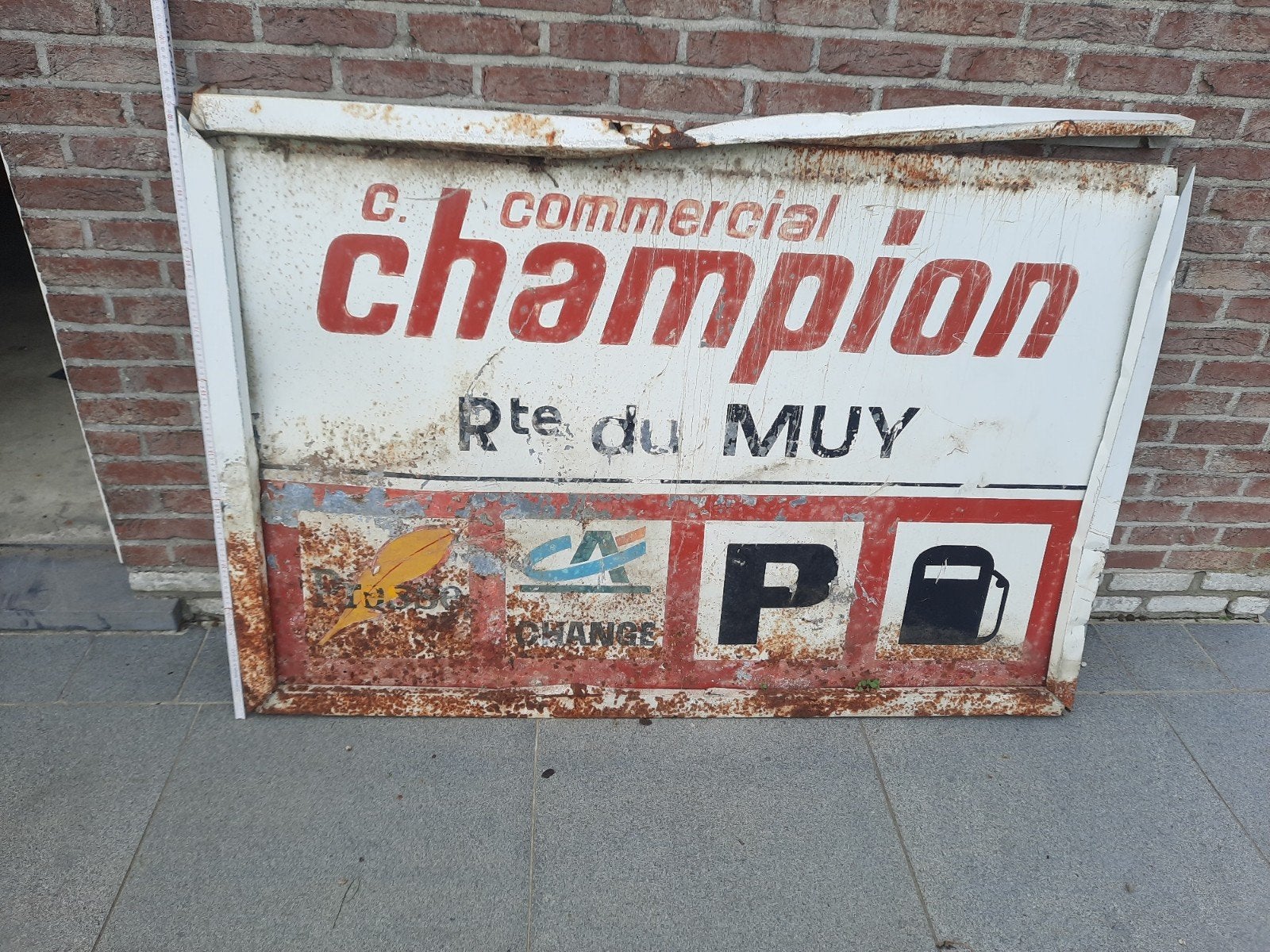 Panneau publicitaire vintage original Champion, Enlèvement