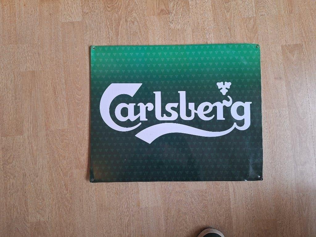 Carlsberg: metalen reclamebord, Collections, Marques & Objets publicitaires, Enlèvement, Utilisé, Panneau publicitaire