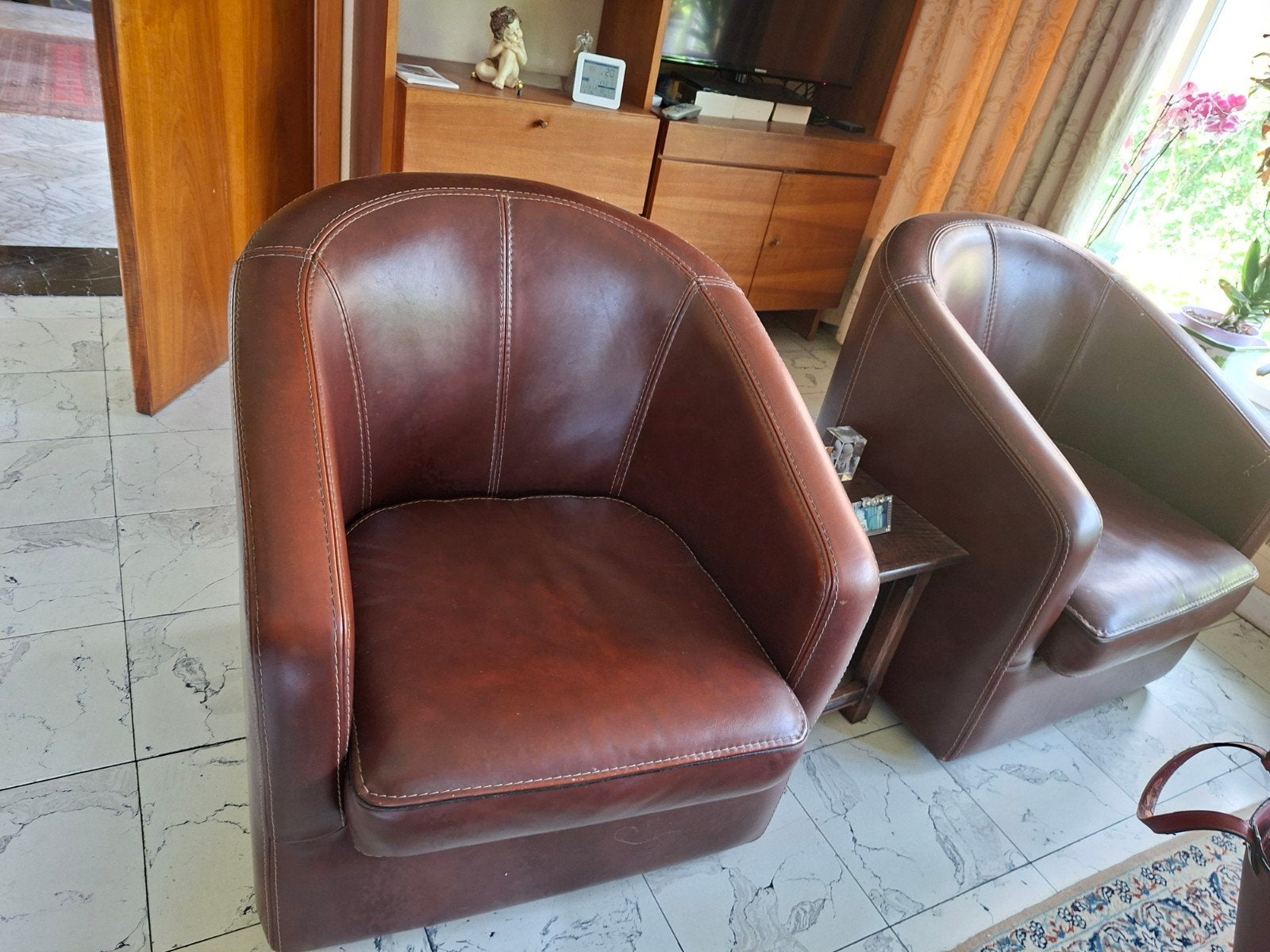 twee kuip zeteltjes, Huis en Inrichting, Fauteuils, Ophalen, Gebruikt