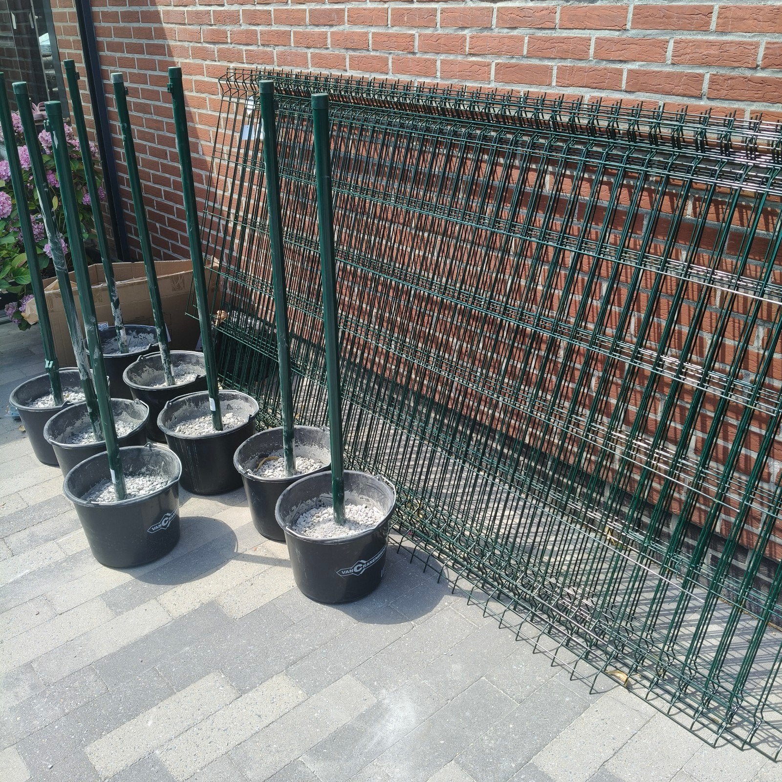 Draadpanelen + panelen. Tijdelijke hekwerk rond het zwembad., Ophalen