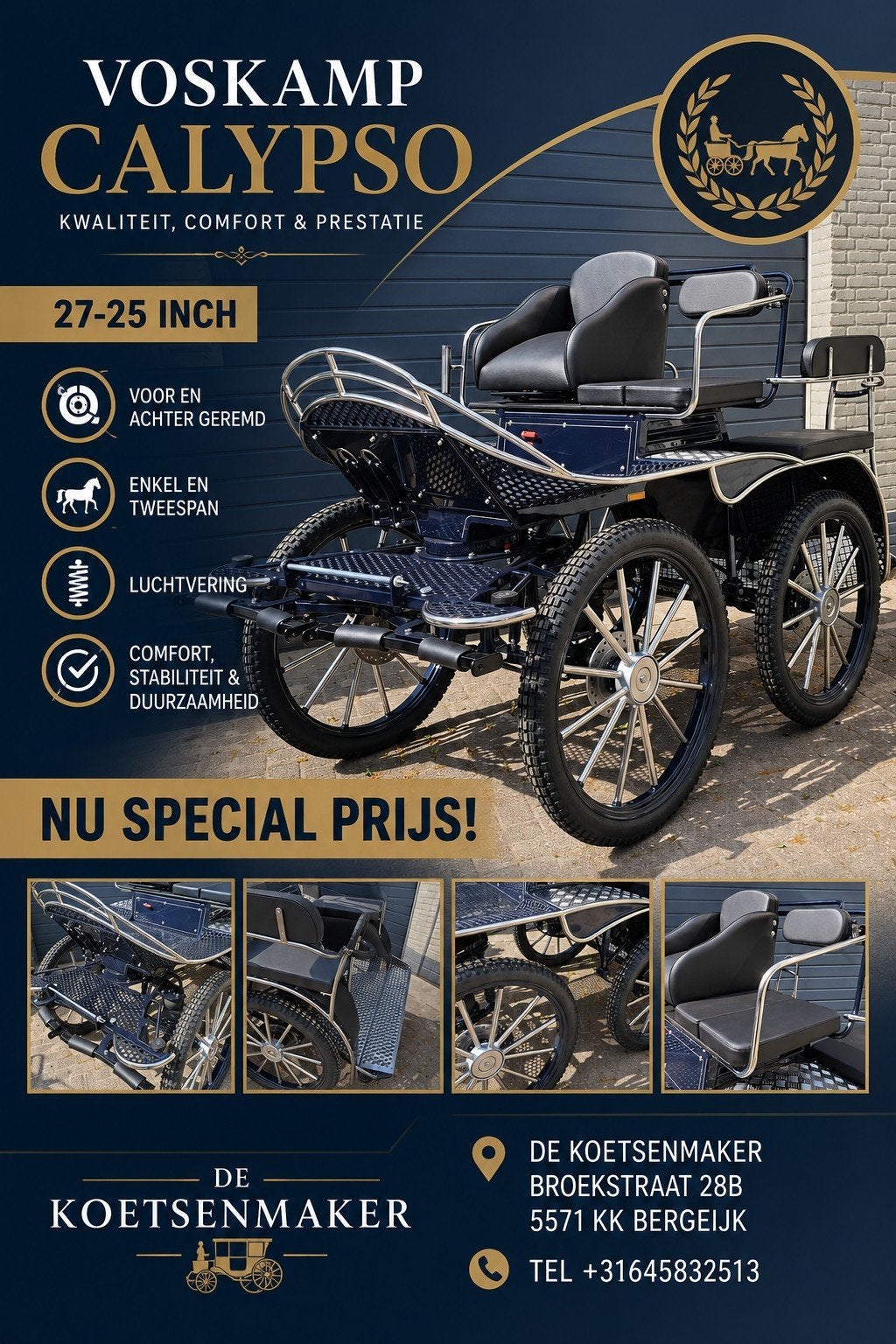 Calypso Nieuw menwagen koets, Dieren en Toebehoren, Rijtuigen en Koetsen, Nieuw, Marathonwagen, Paard