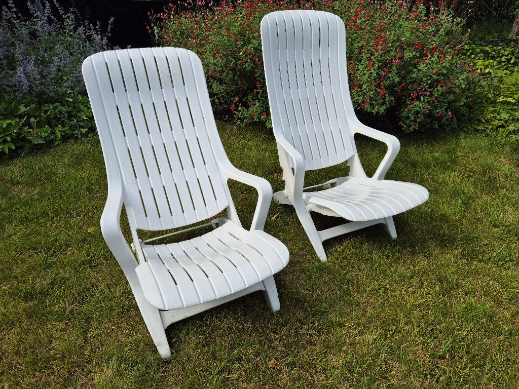 Twee loungetuinstoelen Allibert Tangor, Tuin en Terras, Ophalen, Gebruikt, Kunststof, Verstelbaar