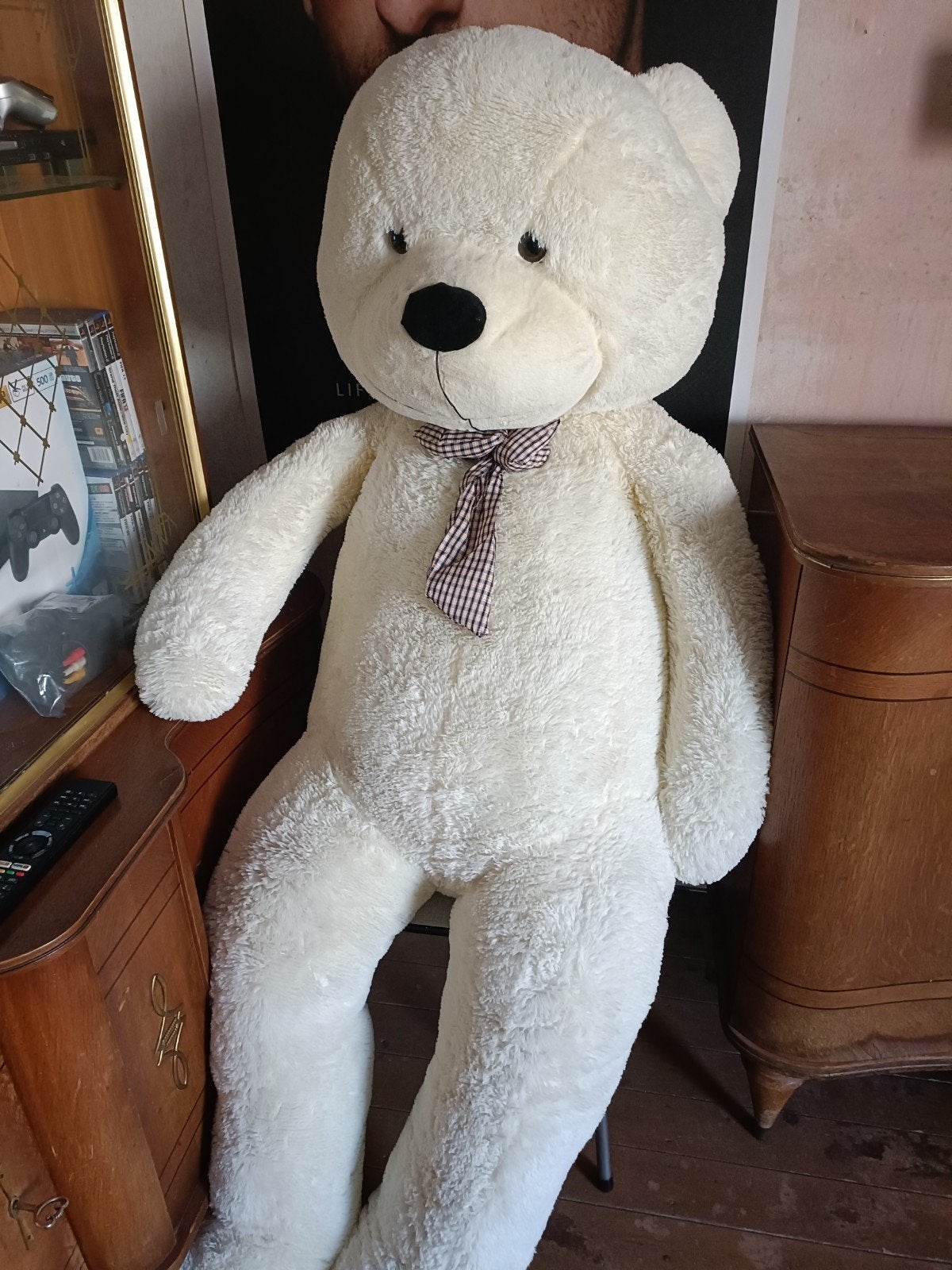 Grote knuffelbeer, Kinderen en Baby's, Ophalen, Beer, Zo goed als nieuw, Wit