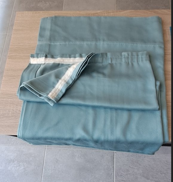 1 paire de tentures bleues, Maison & Meubles, Enlèvement ou Envoi, Comme neuf, Bleu
