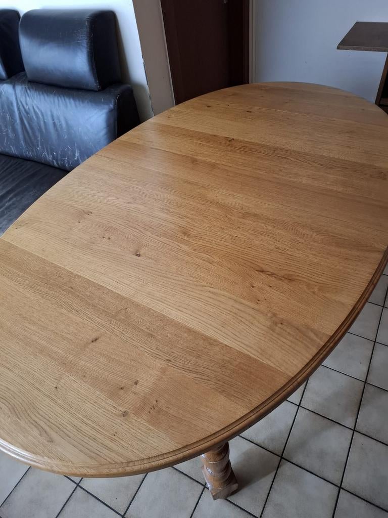 Bleke eiken tafel +6 stoelen (leer), Ophalen