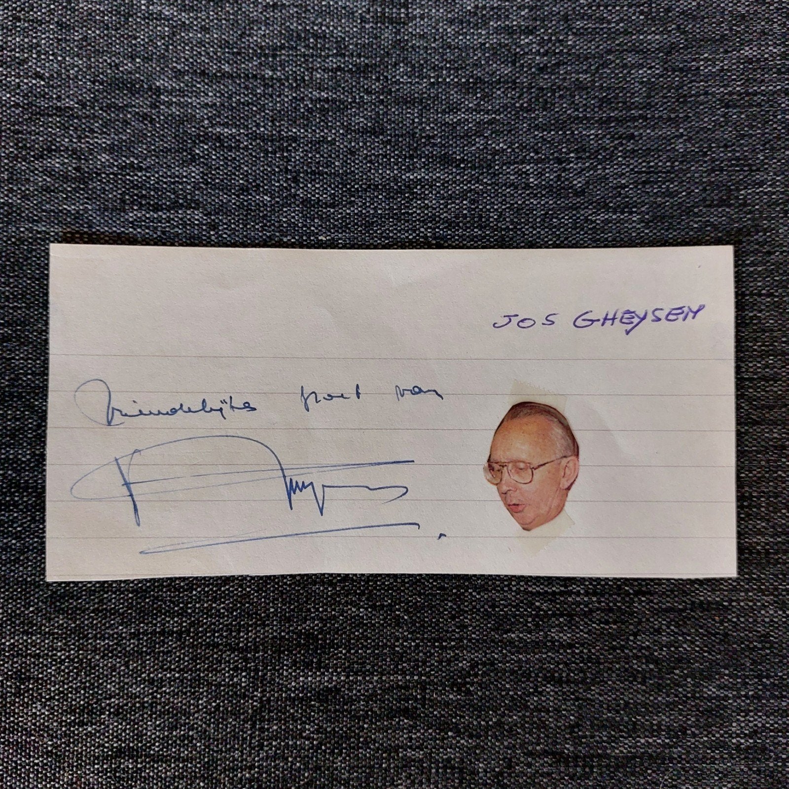 Handtekening van wijlen Jos Gheysen, Enlèvement ou Envoi