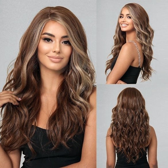 Sexy swiss lace pruik met lang haar hazelnootbruin model Tes, Ophalen of Verzenden, Nieuw