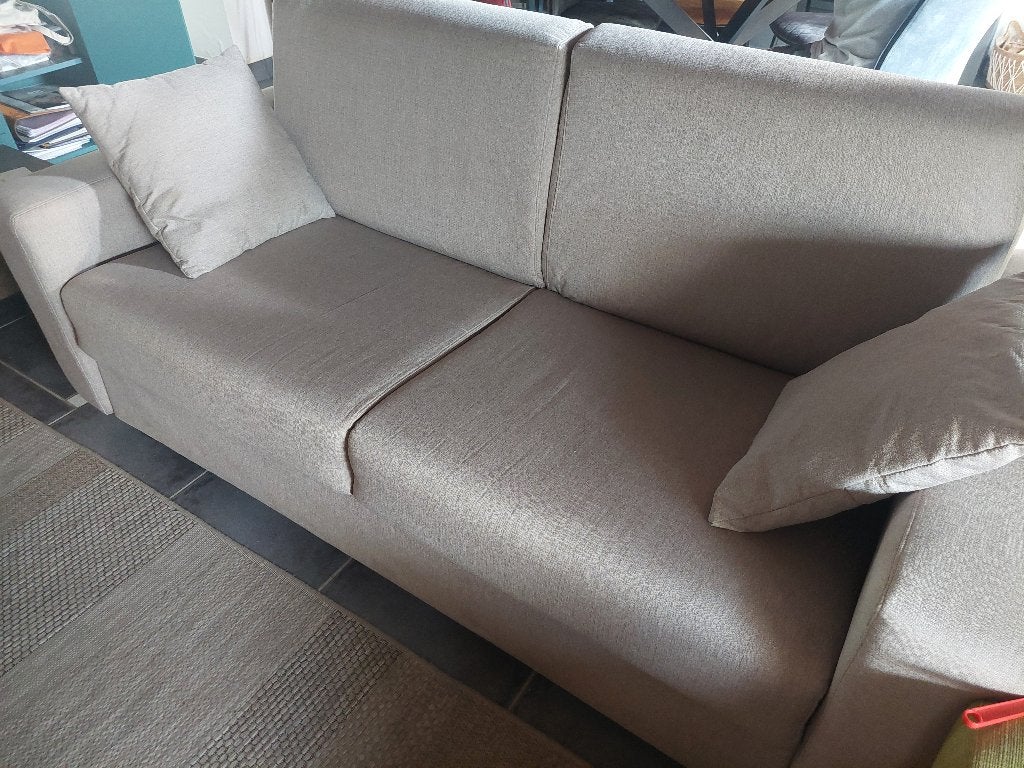 Canape-lit, Ophalen, Beige, Tweepersoons, Zo goed als nieuw