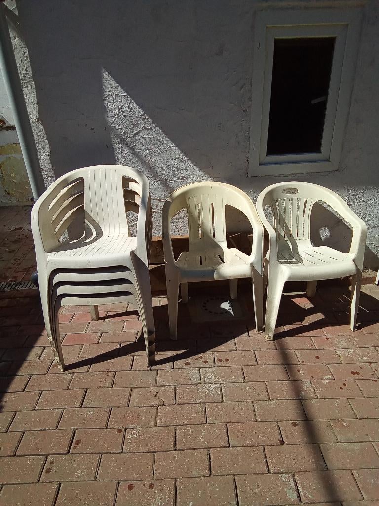 Lot de 6 chaises de jardin blanches, Tuin en Terras, Tuinstoelen, Ophalen, Plastic, Stapelbaar