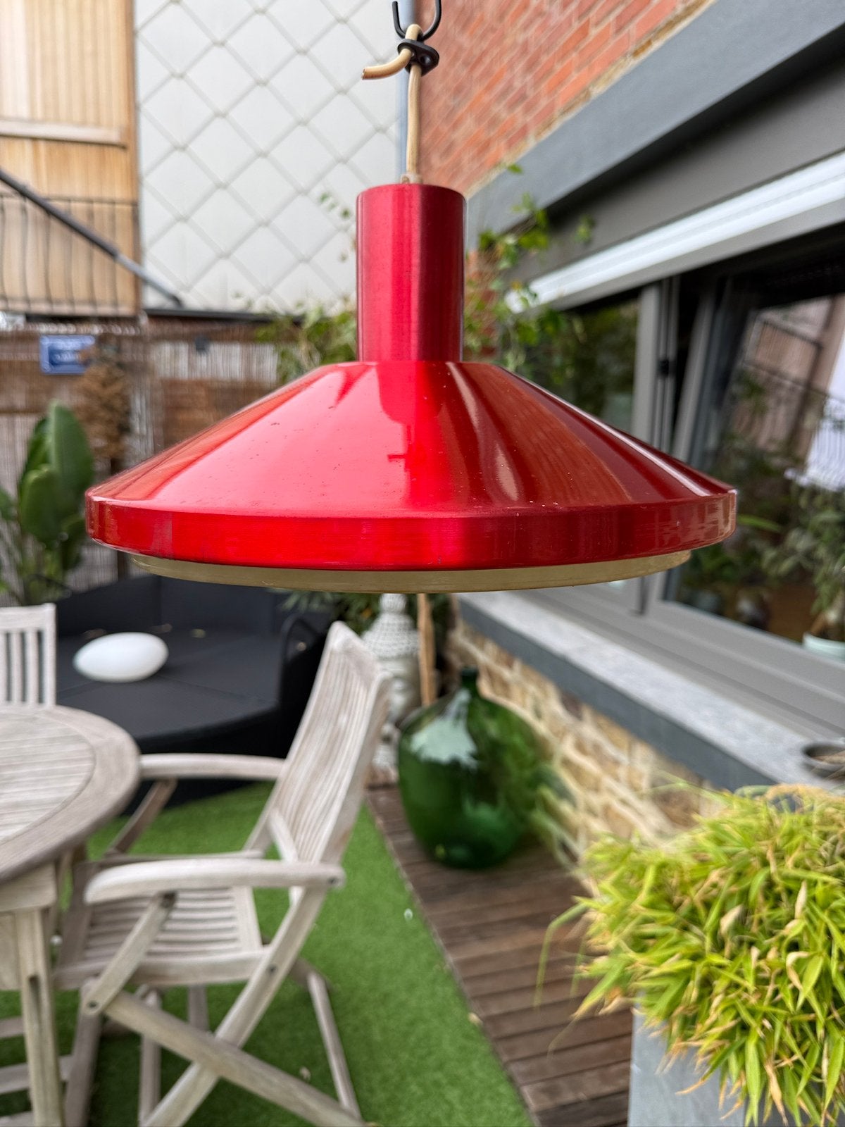 Suspension vintage Space Age années 60/70 – rouge – Ø 38 cm, Antiquités & Art, Enlèvement