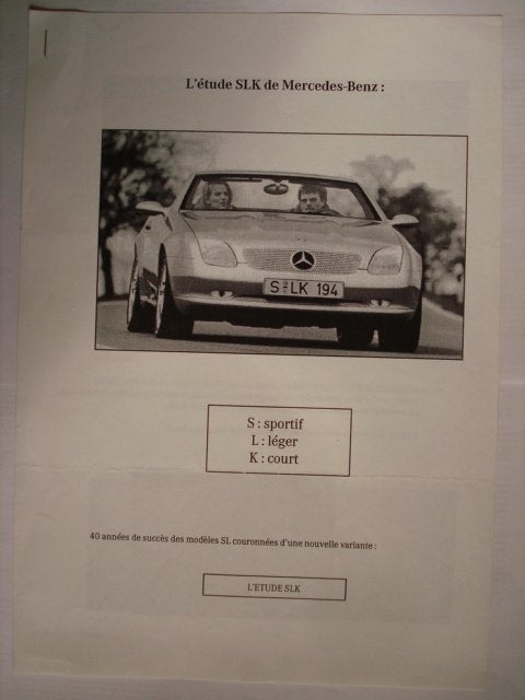 Informations sur le Mercedes-Benz SLK Concept 1994, Livres, Autos | Brochures & Magazines, Envoi, Utilisé, Mercedes