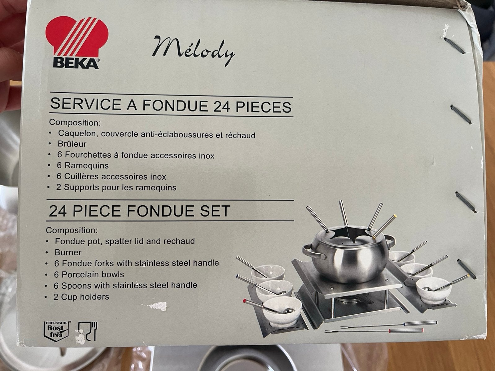 Kit Fondue inox 24 pieces, Enlèvement, Comme neuf, Inox, Friteuse