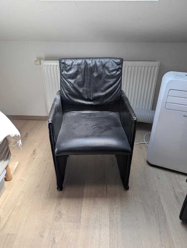 Lederen stoelen., Ophalen, Gebruikt, Zwart, Vintage