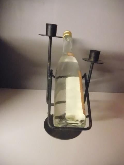 combinatie kaarsenhouder, fleshouder, Ophalen, Nieuw, Zwart, Metaal