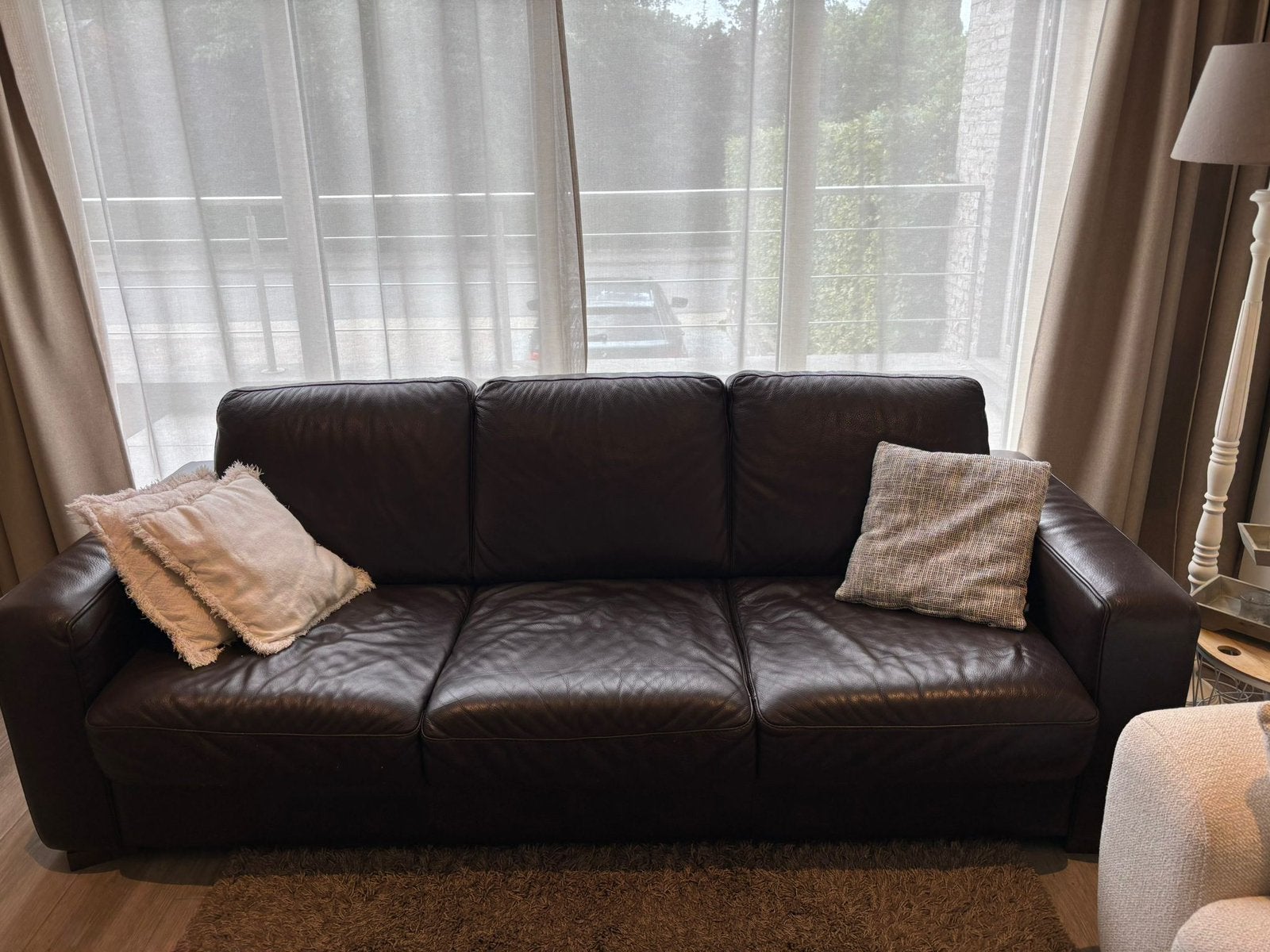 Natuzzi leder 3 zit., Huis en Inrichting, Ophalen, Gebruikt