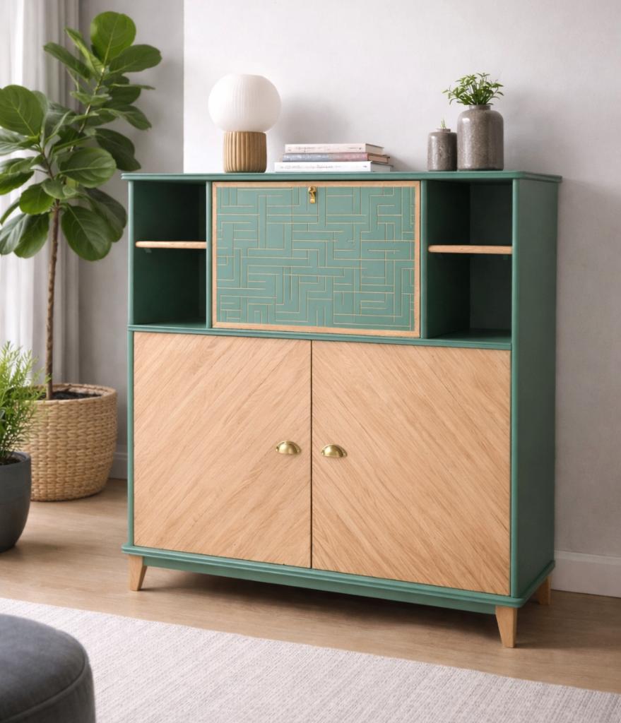 Buffet / meuble de rangement design rénové, Chêne, 25 à 50 cm, Comme neuf, 100 à 150 cm