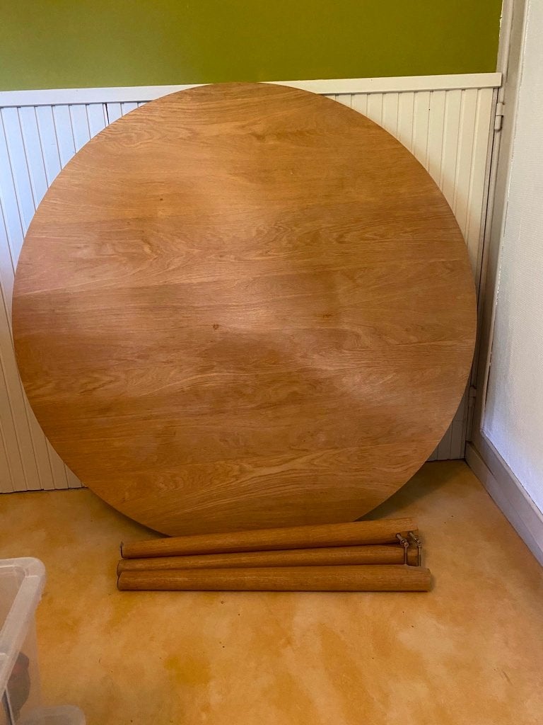 Ronde tafel 120cm, Huis en Inrichting, Ophalen, Gebruikt, Rond, Grenenhout