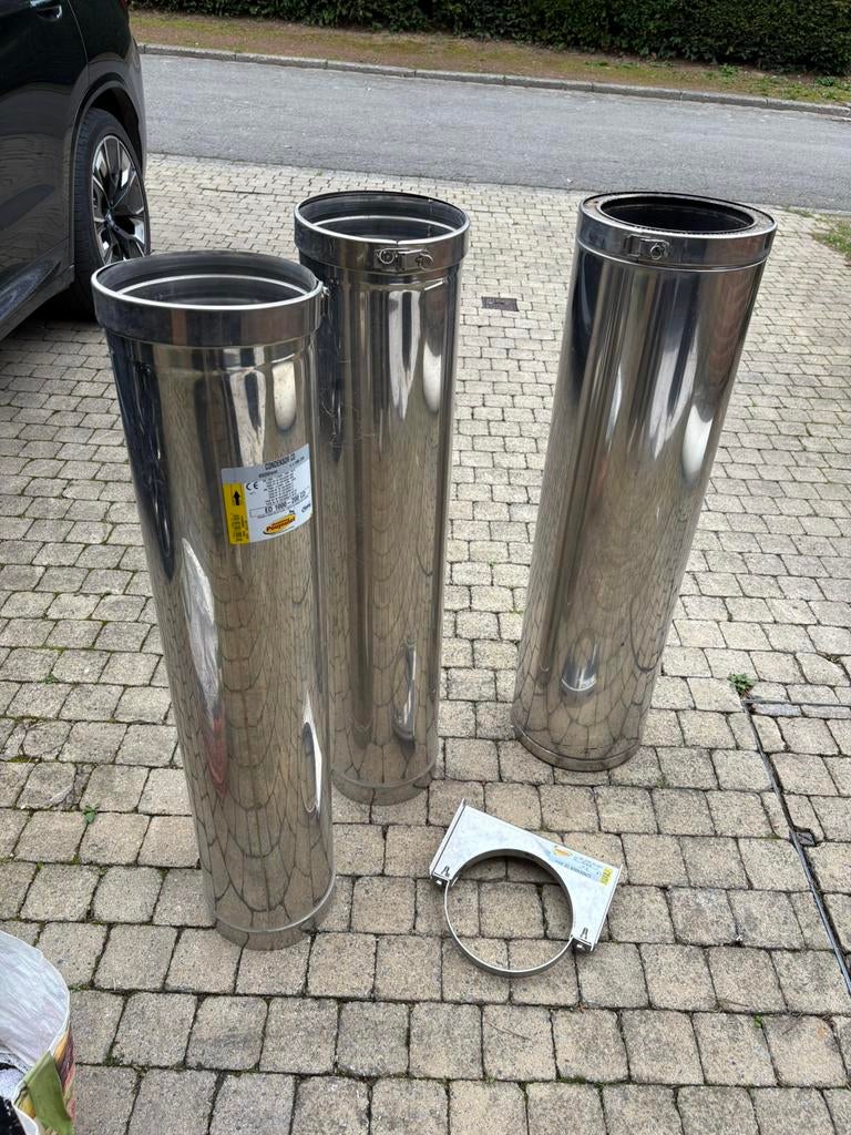 Tubage cheminée en Inox Poujoulat, Bricolage & Construction, Tuyaux & Évacuations, Utilisé, Buse droite, Inox, Moins de 2 mètres