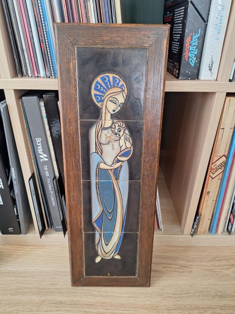 Wandtegel van de Maagd Maria en het kind Jezus, Ophalen of Verzenden