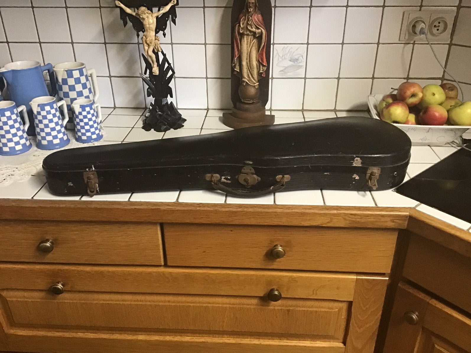 Magnifique étui à violon en bois ancien, Musique & Instruments, Enlèvement ou Envoi, Utilisé
