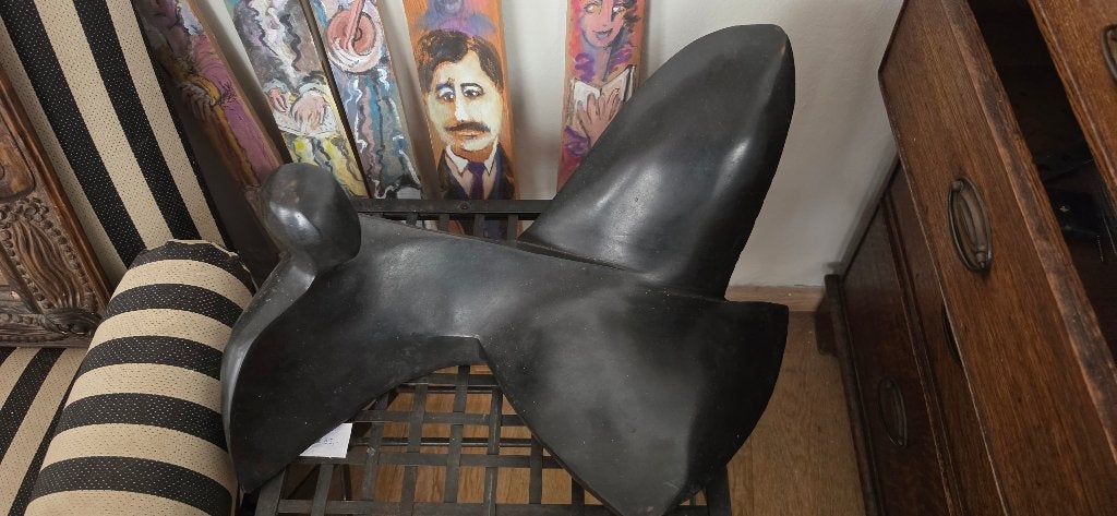 Hardstenen beeld, Ophalen, 50 - 100 cm, Handgemaakt, Zwart