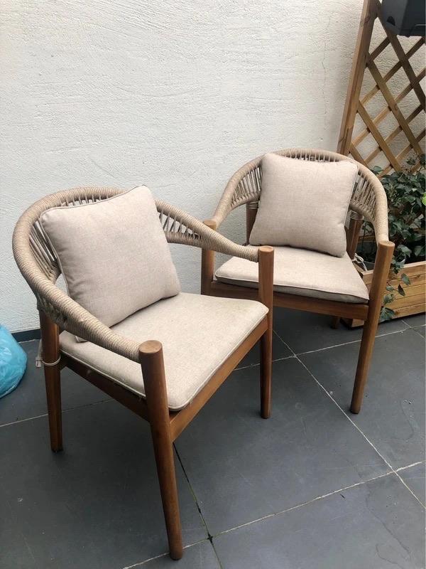 2 chairs outdoor wooden chair westwing, Tuin en Terras, Ophalen, Gebruikt, Hout