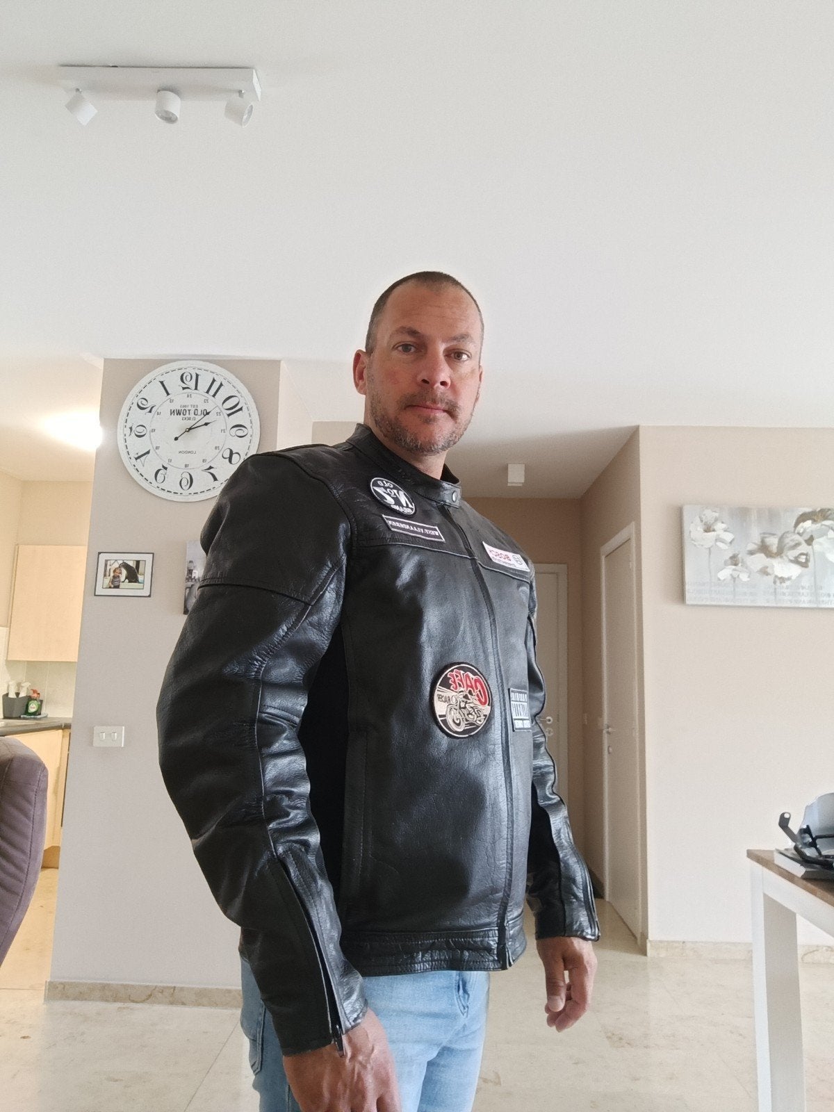 motorjas leder maar large/xl, Ophalen of Verzenden, Heren, Jas | leer