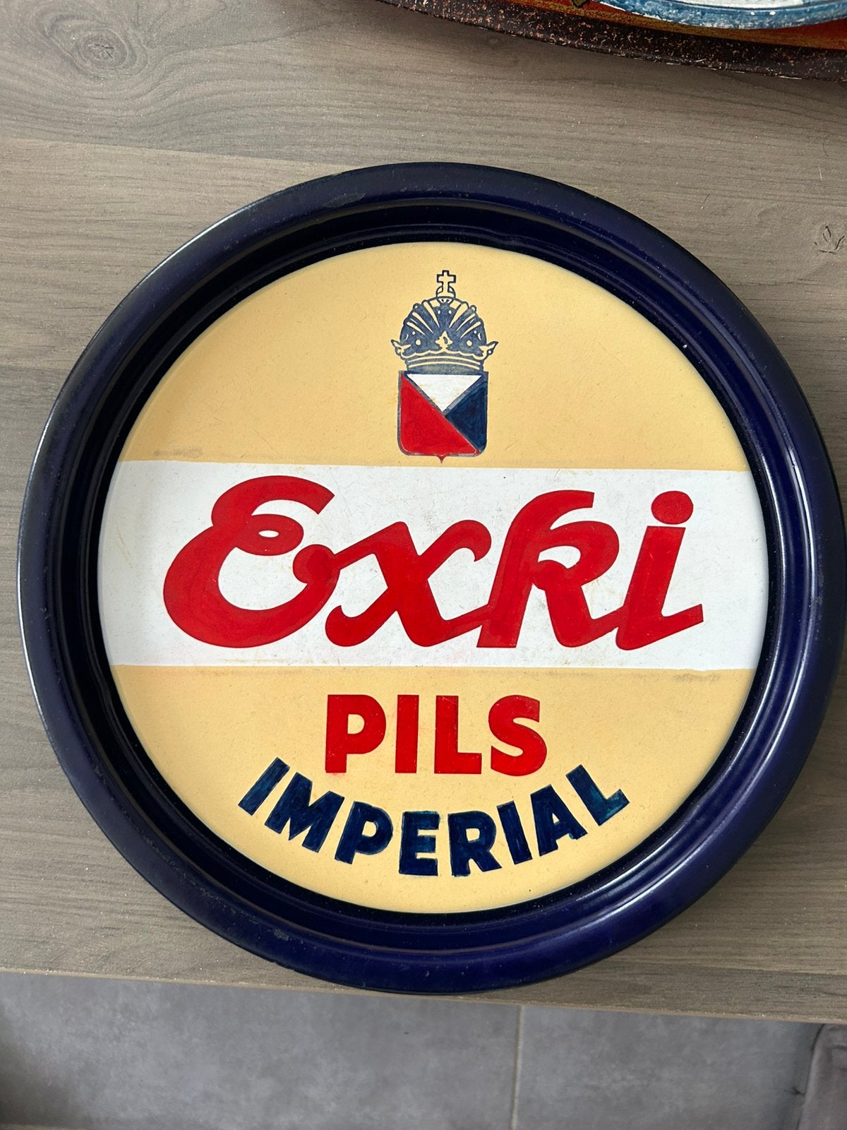 Emaille Exki pils Imperial, Verzamelen, Ophalen of Verzenden, Zo goed als nieuw